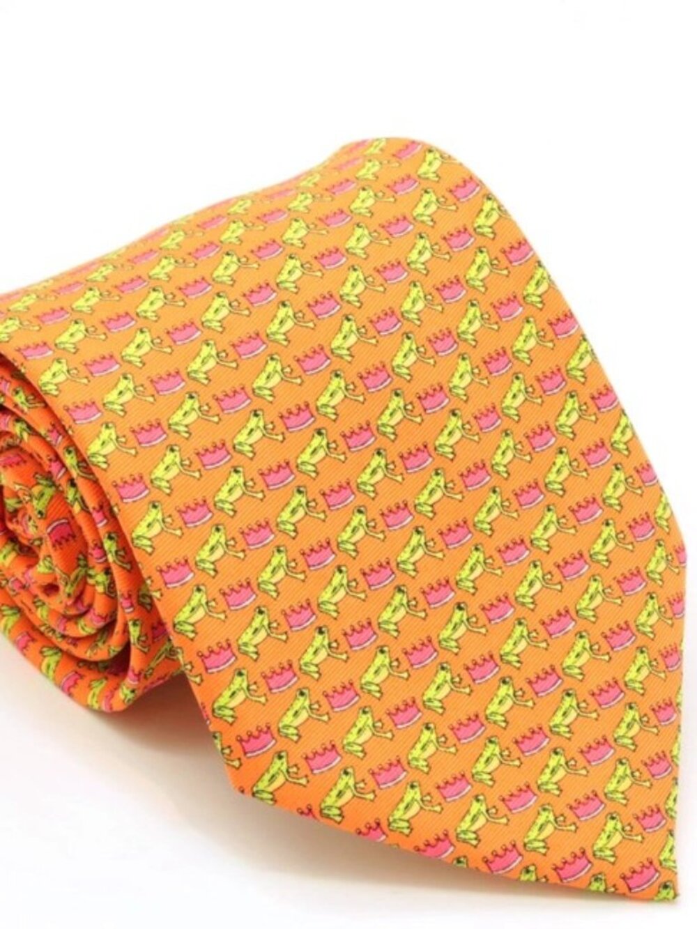 Ferrecci Frog Orange Necktie with Handkerchief Set